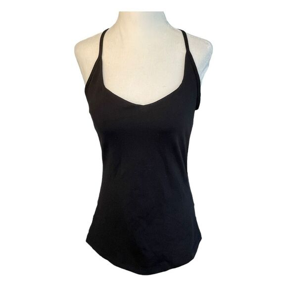 Rese Activewear Patton Sleeveless Training Tank Top Black Jersey Knit Shelf Bra - Picture 1 of 10